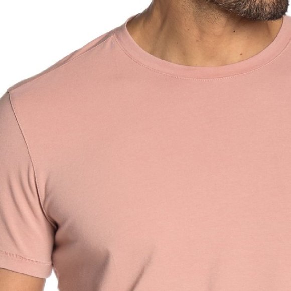John Varvatos Star USA Men's Short Sleeve Grant Crew T-Shirt Solid Color Rose - Picture 2 of 4